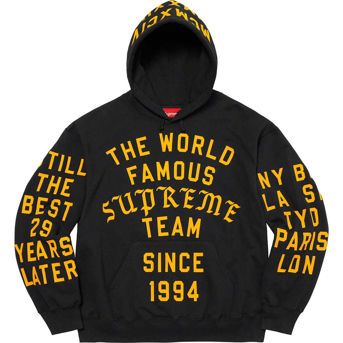 Supreme Supreme Team Flocked Hooded Sweatshirt (SS23) - Black - $178