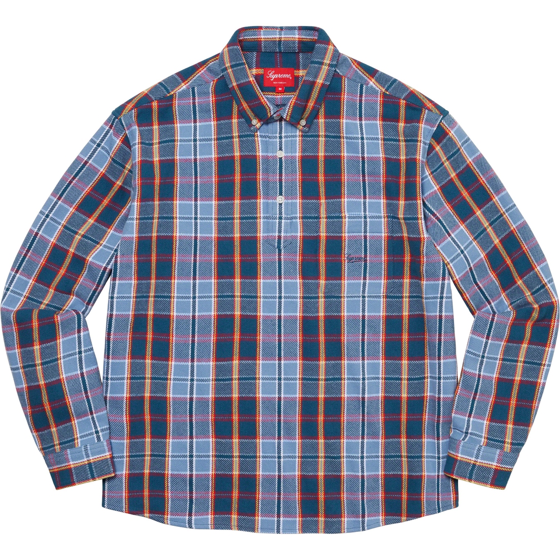 Supreme Pullover Plaid Flannel Shirt (SS23) - Blue - $128