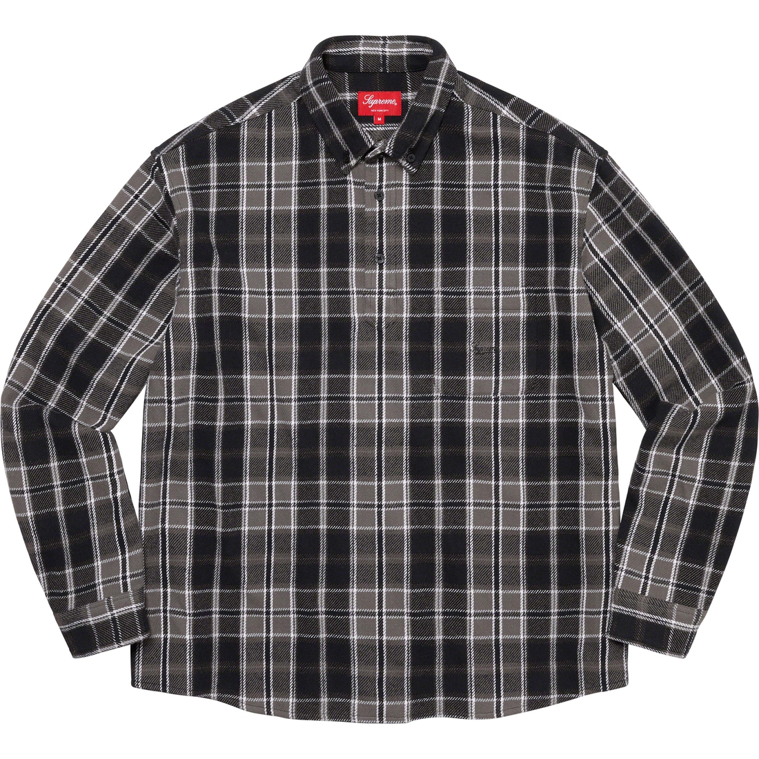 Supreme Pullover Plaid Flannel Shirt (SS23) - Black - $128
