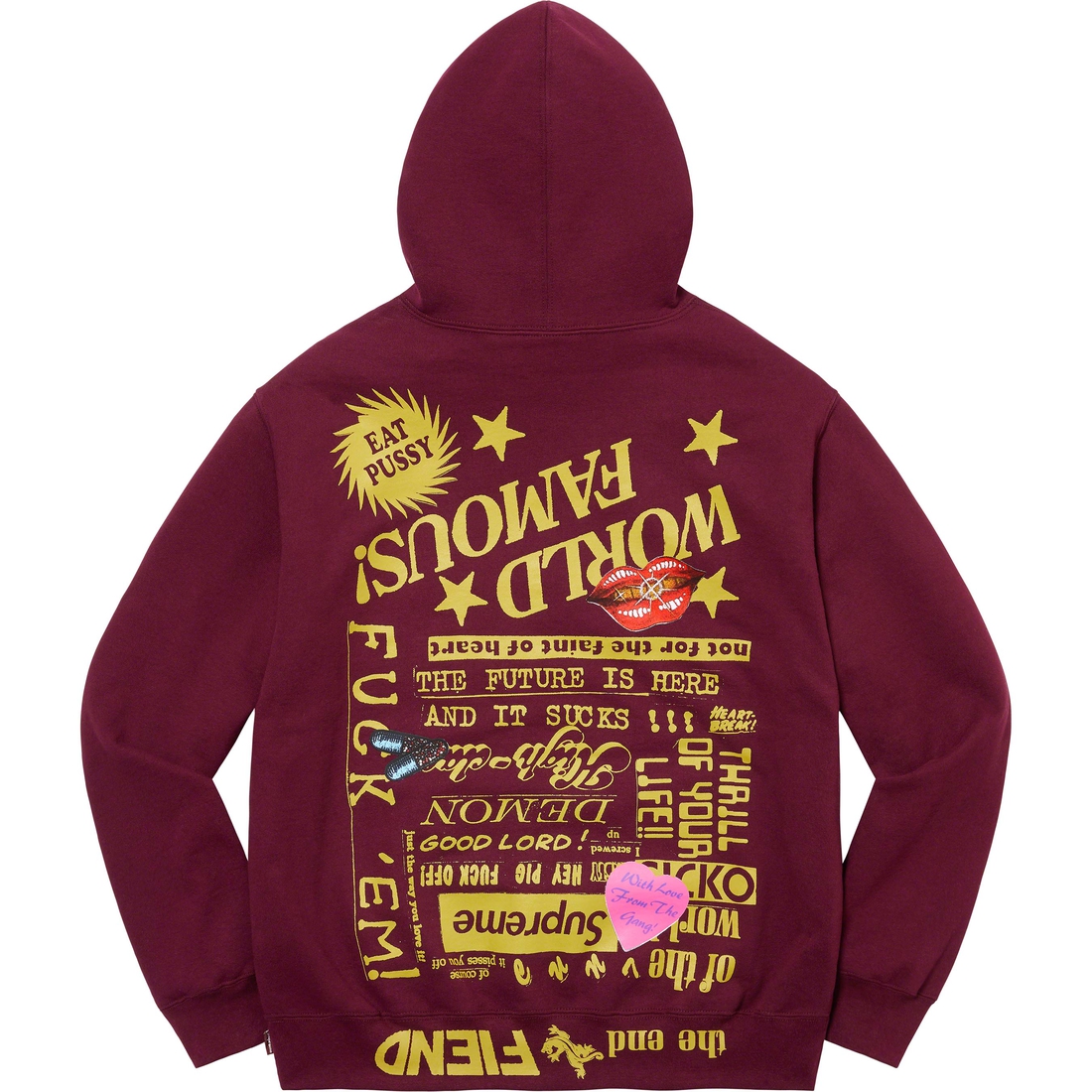 Supreme Fiend Hooded Sweatshirt (SS23) - Burgundy - $168