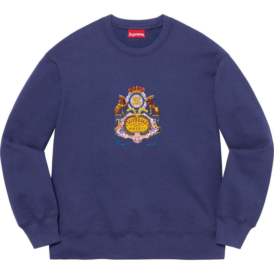 Supreme Crest Crewneck (SS23) - Washed Navy - $158