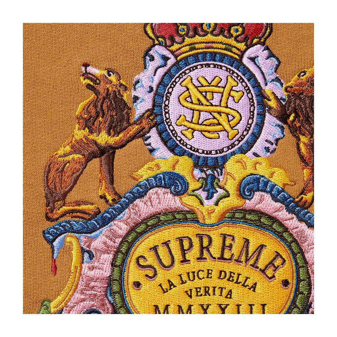 Supreme Crest Crewneck (SS23) - Dark Mustard - $158