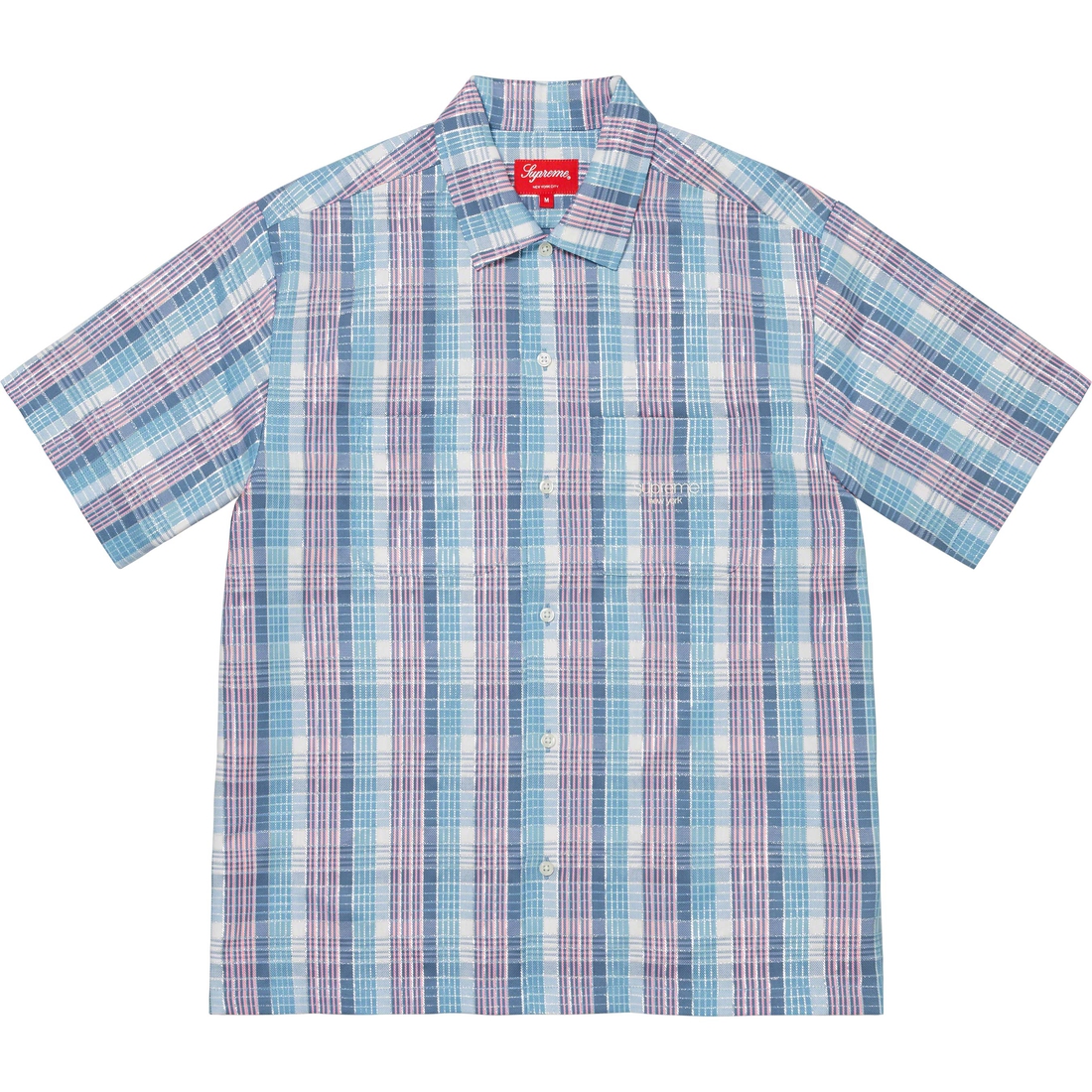 Supreme Metallic Plaid S S Shirt (SS23) - Light Blue - $128