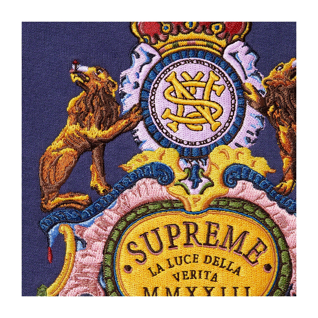 Supreme Crest Crewneck (SS23) - Washed Navy - $158
