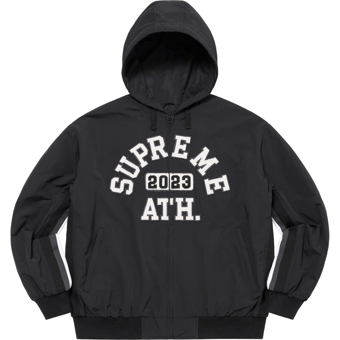 Supreme Appliqué Hooded Track Jacket (SS23) - Black - $178