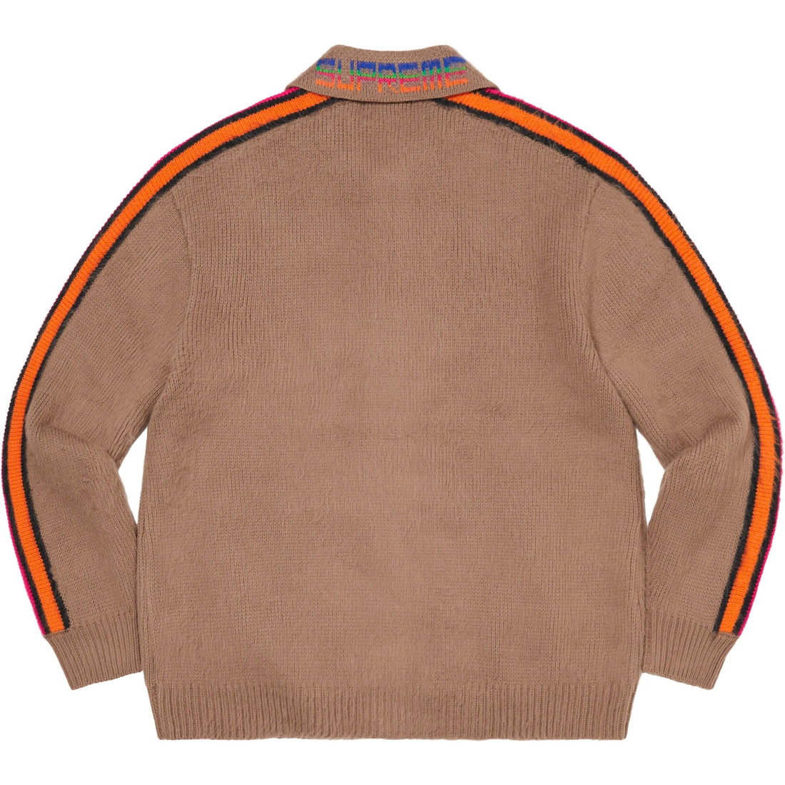 Supreme Sleeve Stripe Zip Up Sweater (SS23) - Dusty Brown - $188