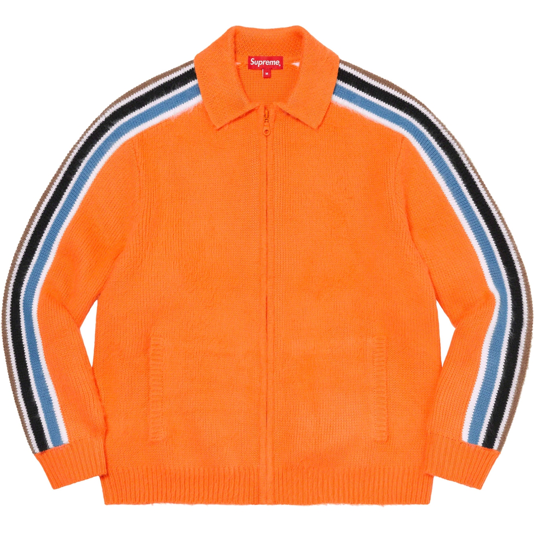 Supreme Sleeve Stripe Zip Up Sweater (SS23) - Orange - $188