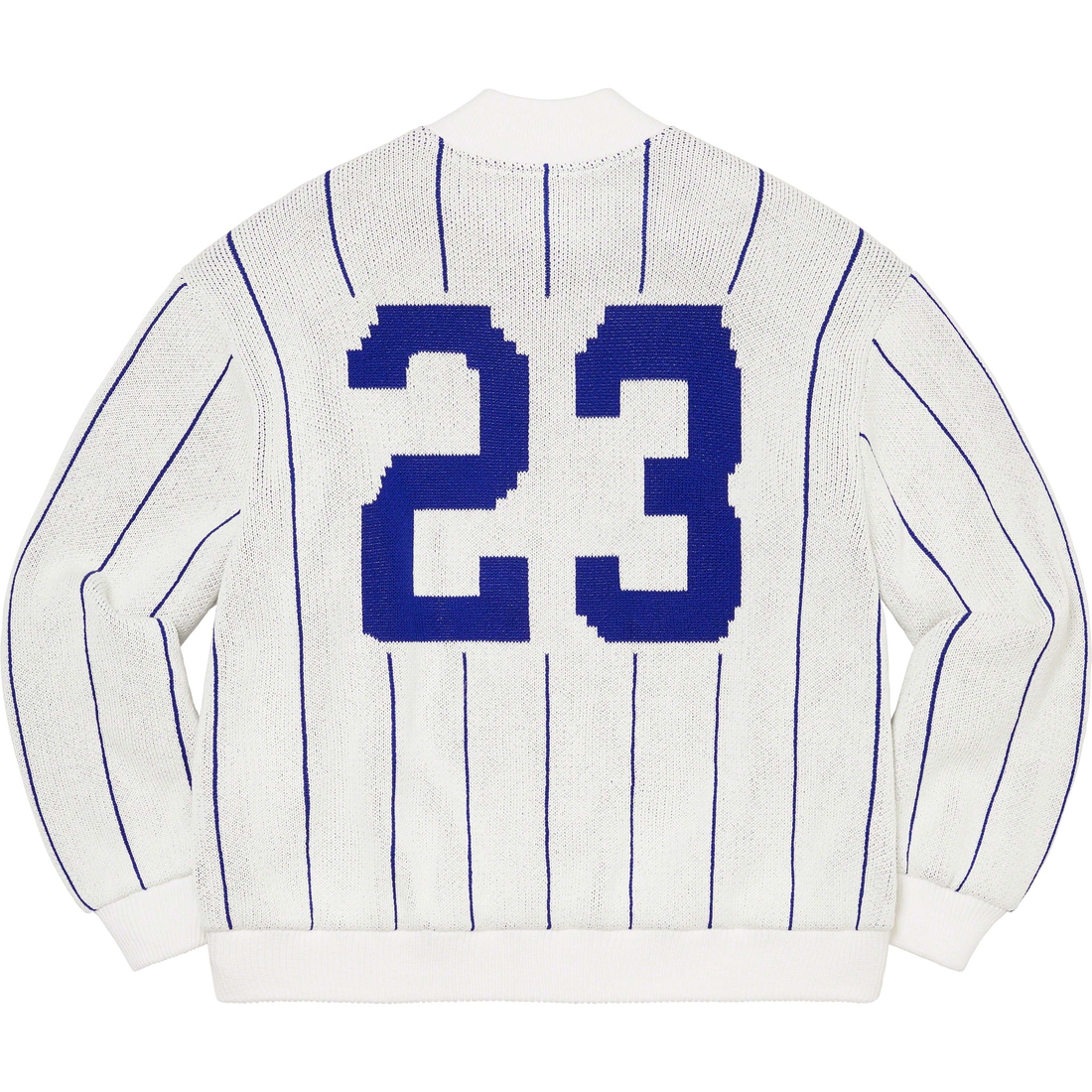 Supreme Pinstripe Varsity Zip Up Sweater (SS23) - White - $198