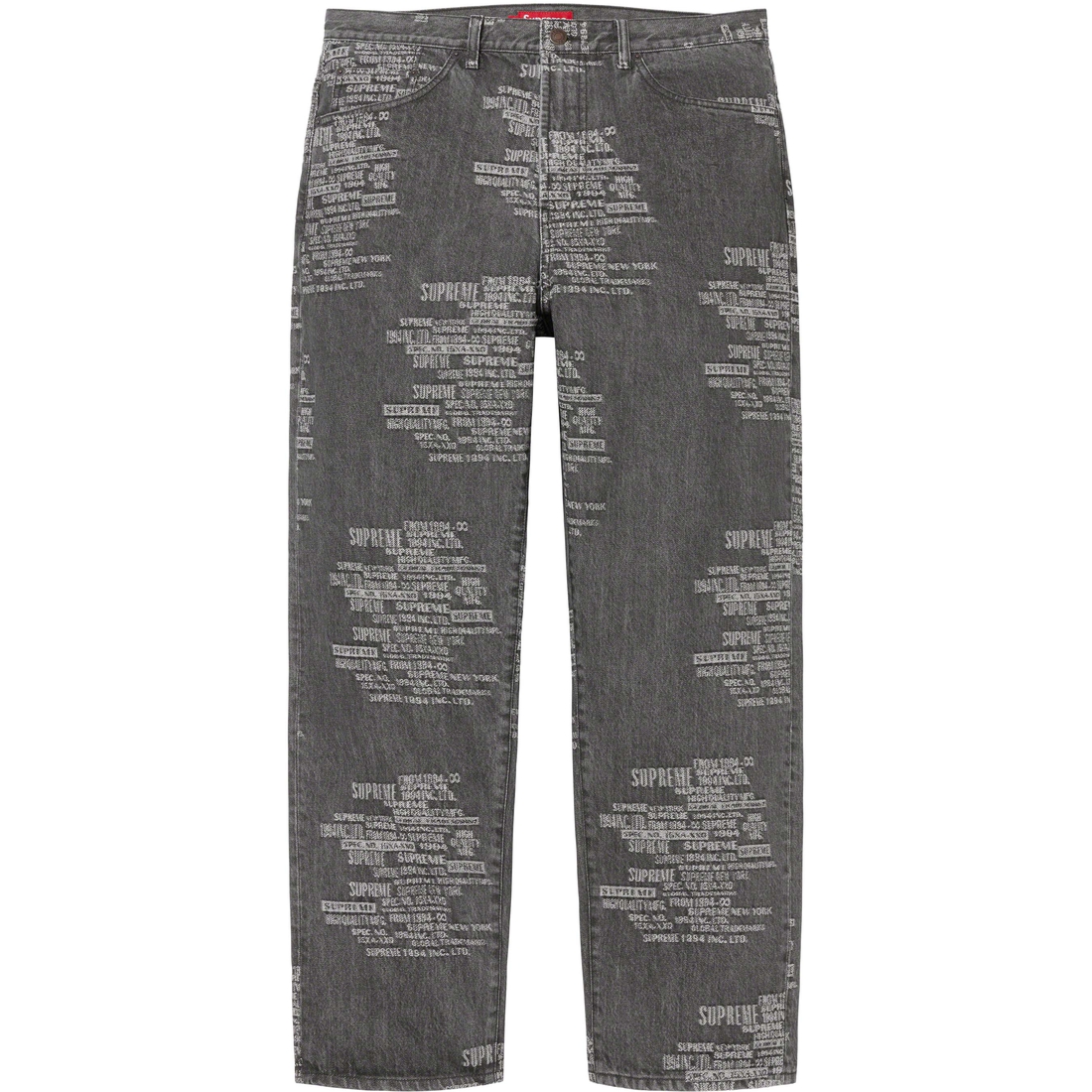Supreme Trademark Jacquard Baggy Jean (SS23) - Washed Black - $188