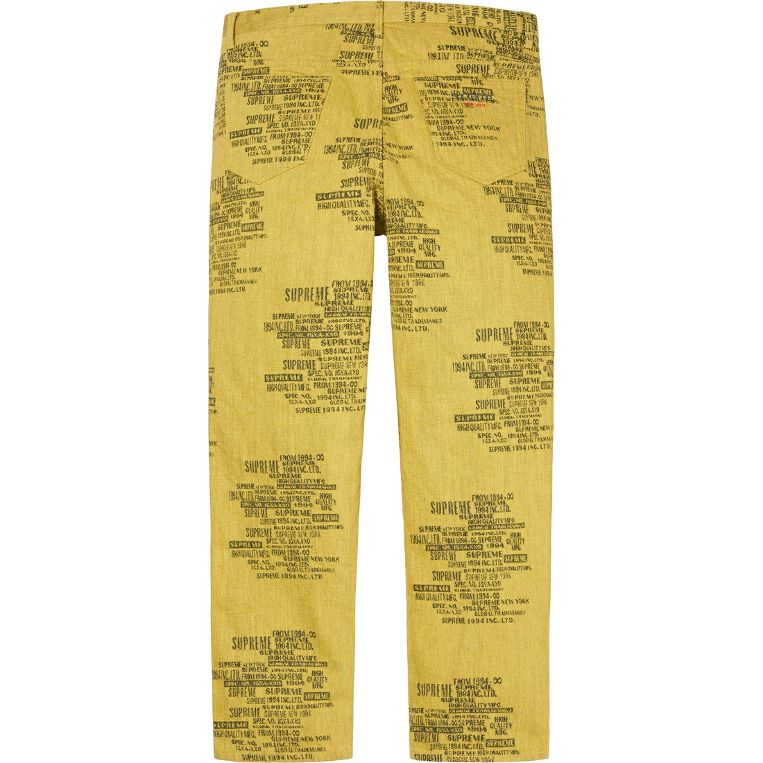 Supreme Trademark Jacquard Baggy Jean (SS23) - Washed Yellow - $188