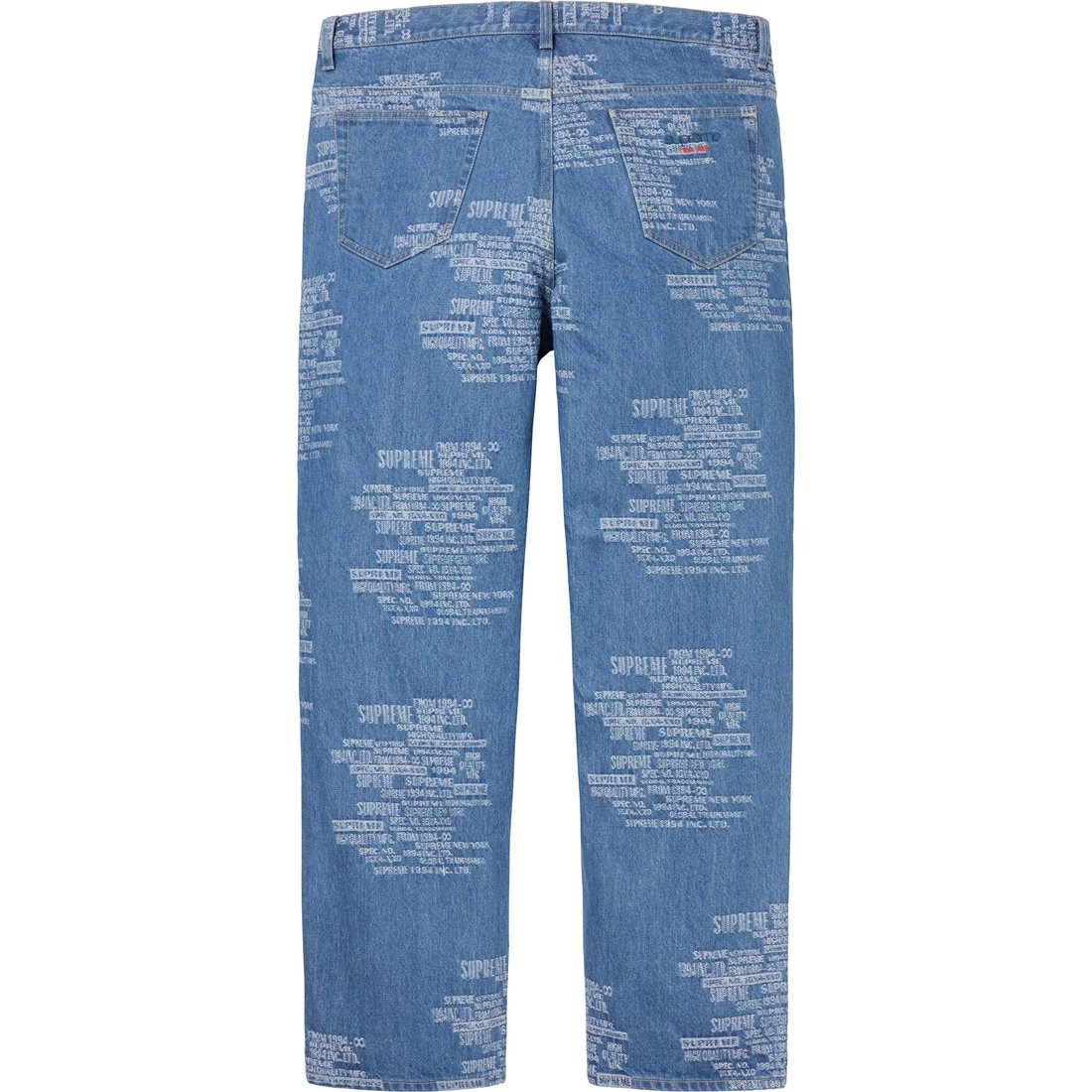 Supreme Trademark Jacquard Baggy Jean (SS23) - Washed Blue - $188