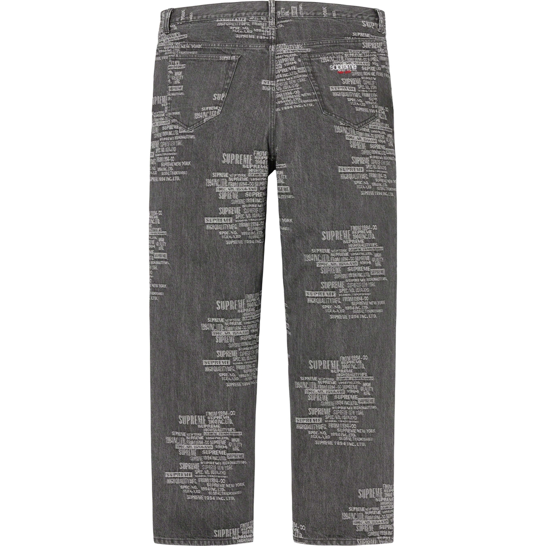 Supreme Trademark Jacquard Baggy Jean (SS23) - Washed Black - $188
