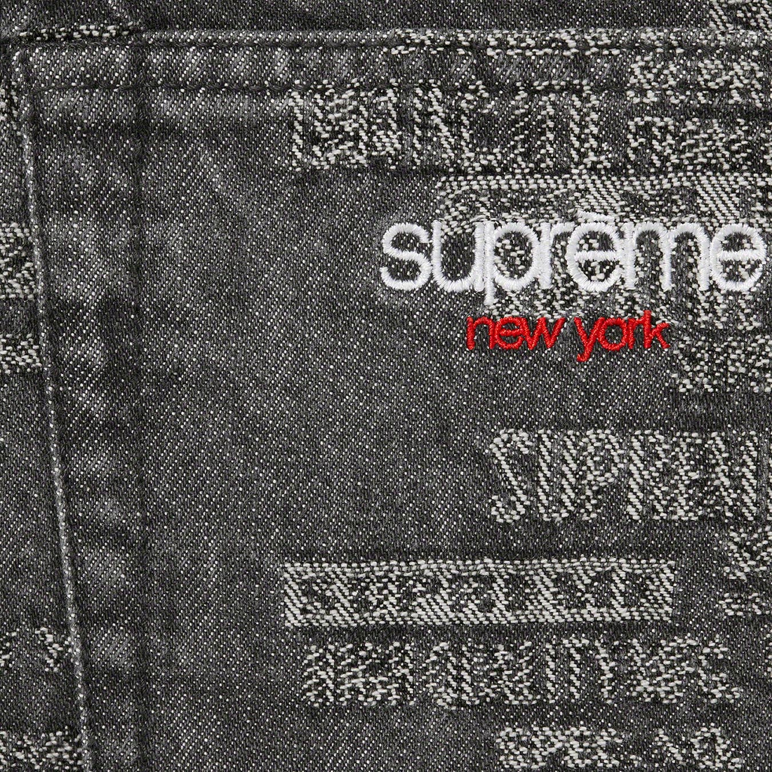 Supreme Trademark Jacquard Baggy Jean (SS23) - Washed Black - $188