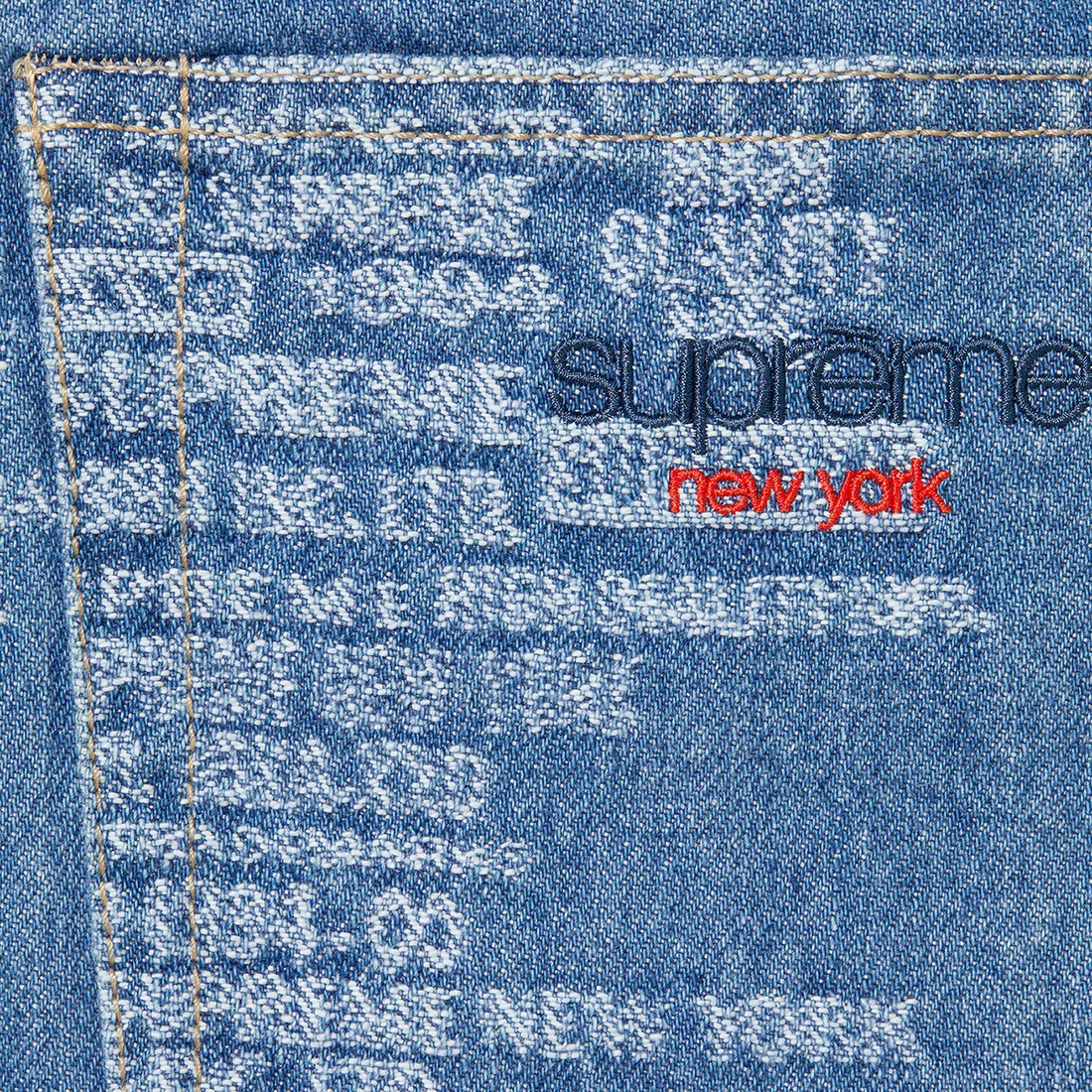 Supreme Trademark Jacquard Baggy Jean (SS23) - Washed Blue - $188