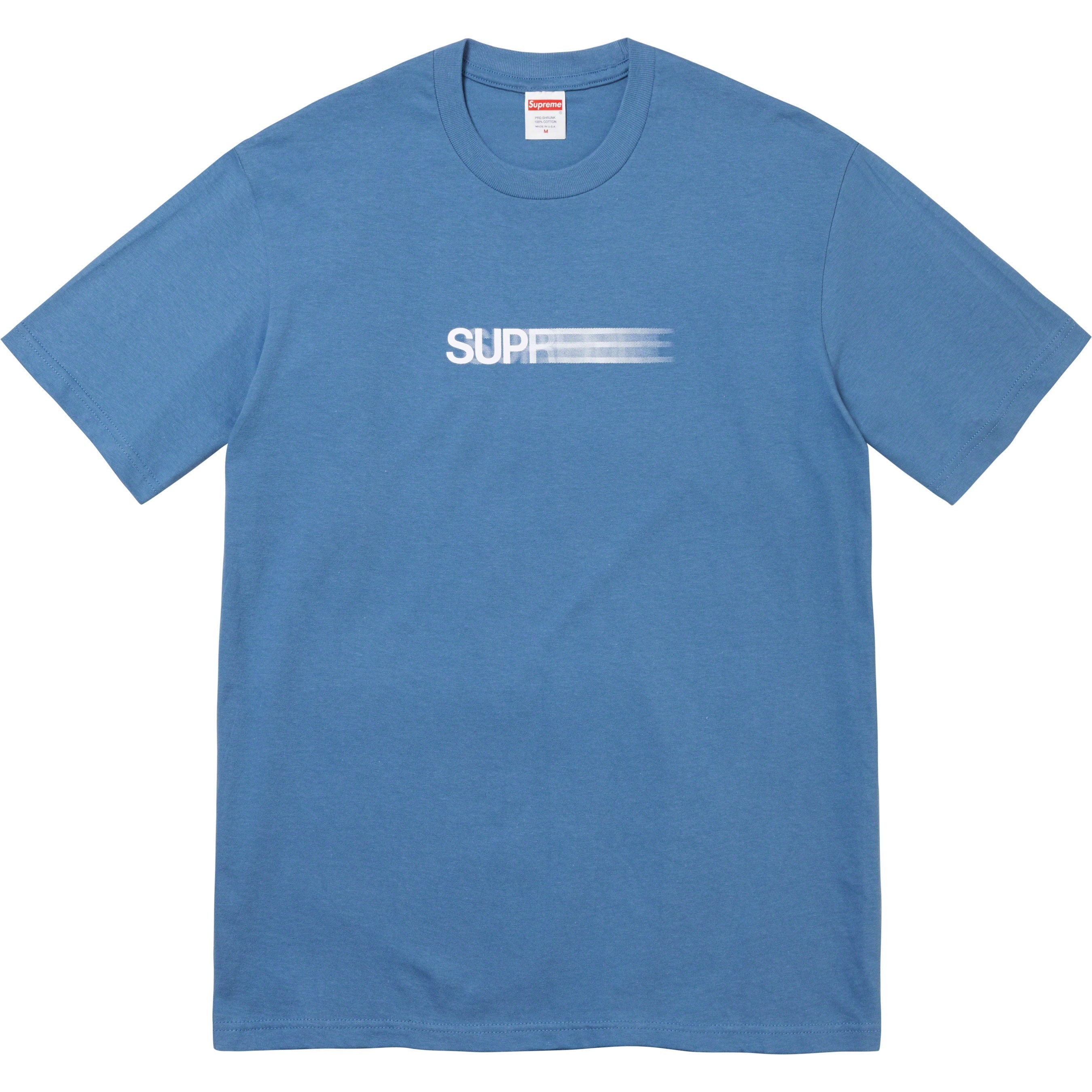 Supreme Motion Logo Tee (SS23) - Faded Blue - $40