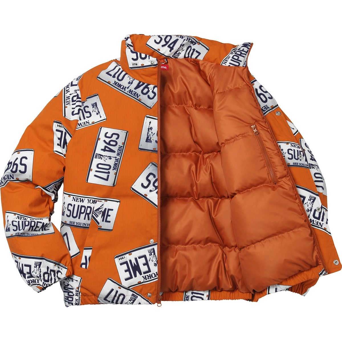 Supreme License Plate Puffy Jacket (FW17) - $348