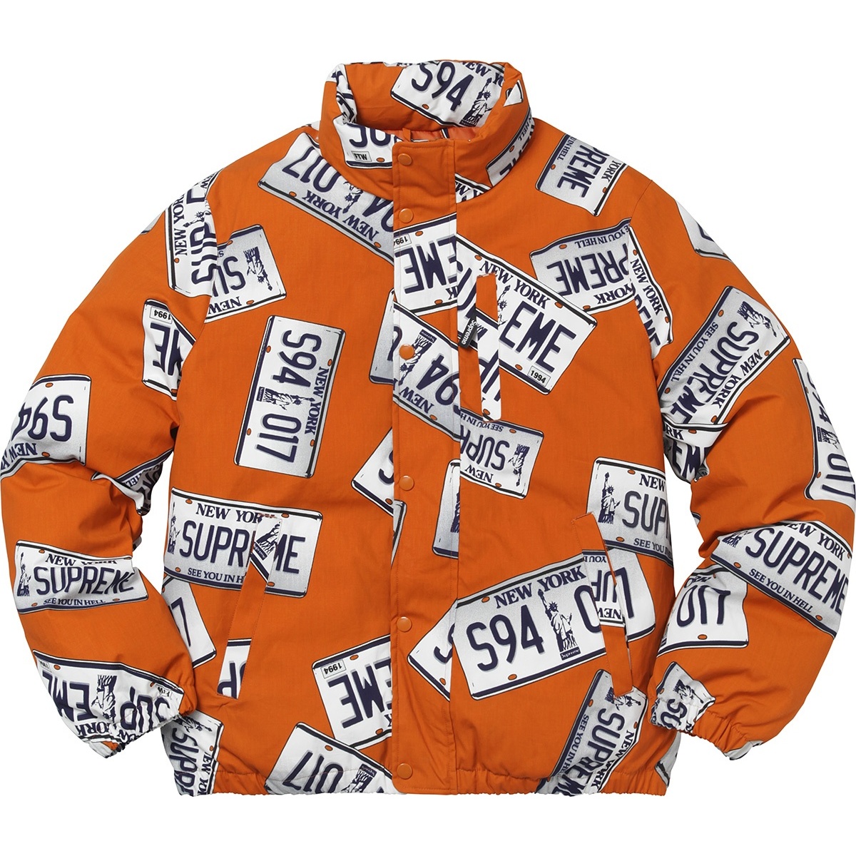 Supreme License Plate Puffy Jacket (FW17) - $348