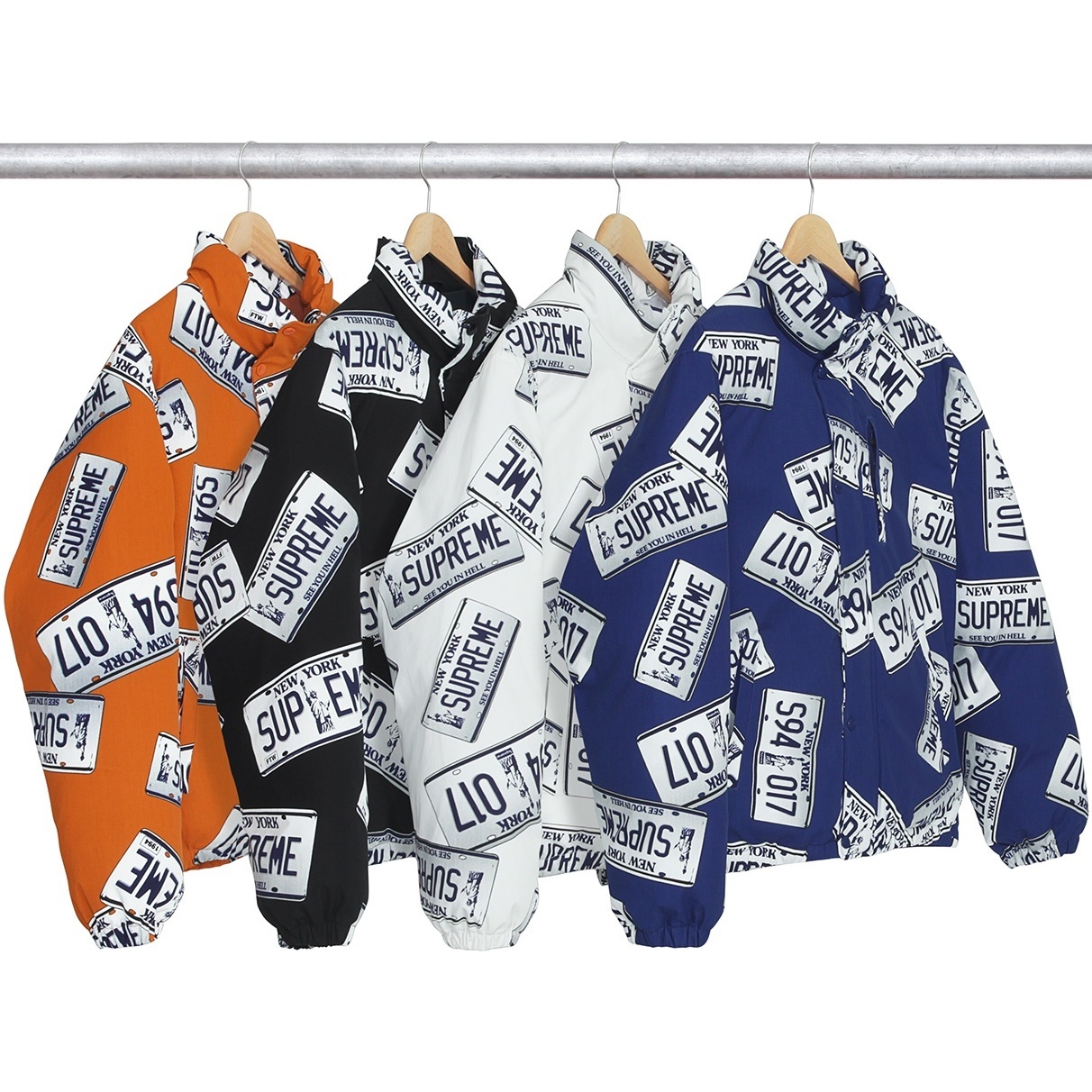 Supreme License Plate Puffy Jacket (FW17) - $348
