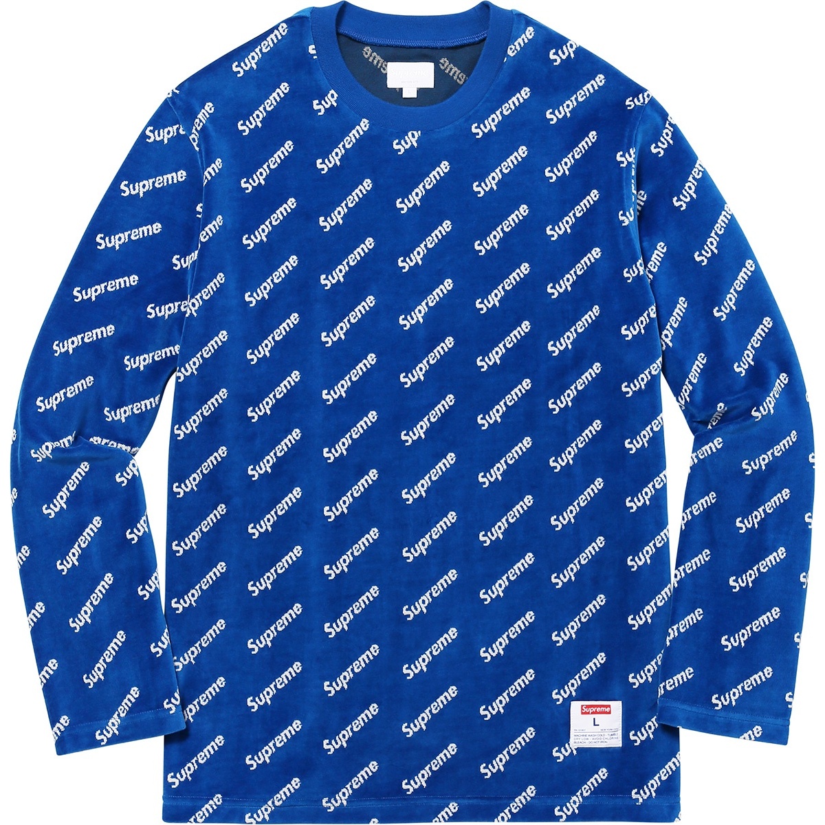 Supreme Velour Diagonal Logo L S Top (FW17) - $110