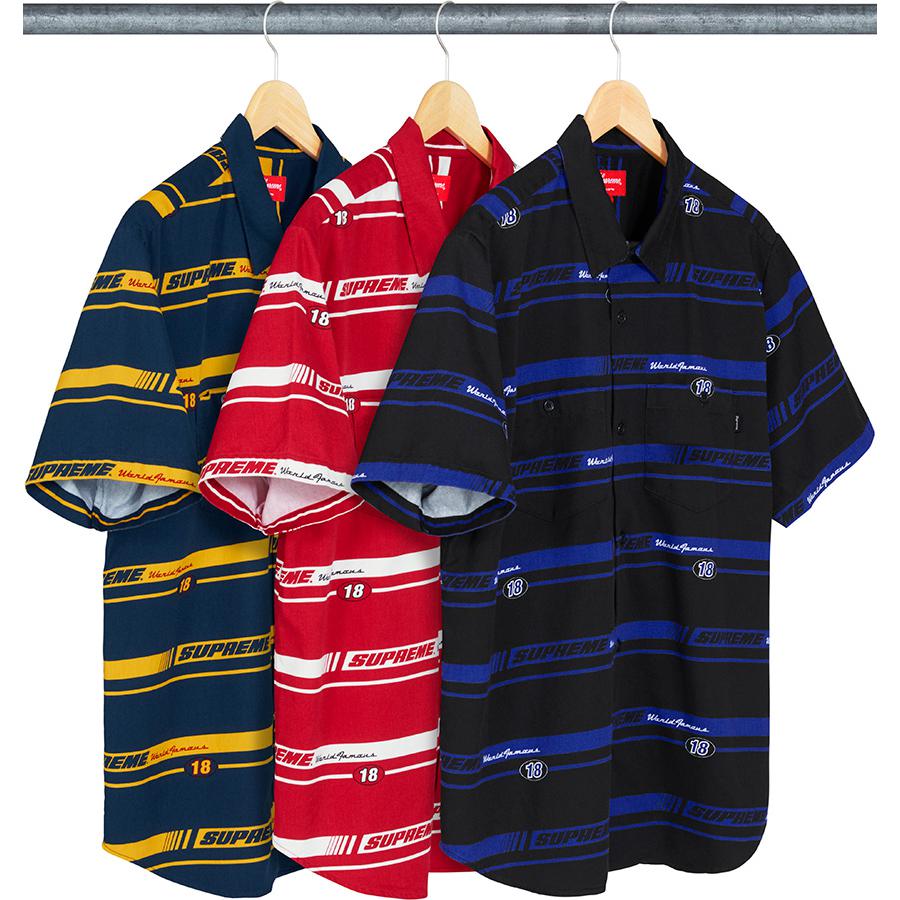 Supreme Striped Racing Work Shirt (FW18) - $128