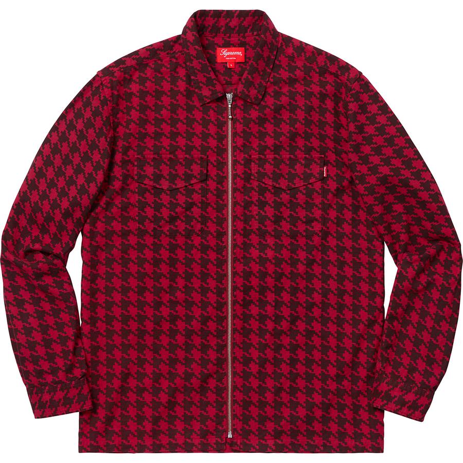 Supreme Houndstooth Flannel Zip Up Shirt (FW18) - $128