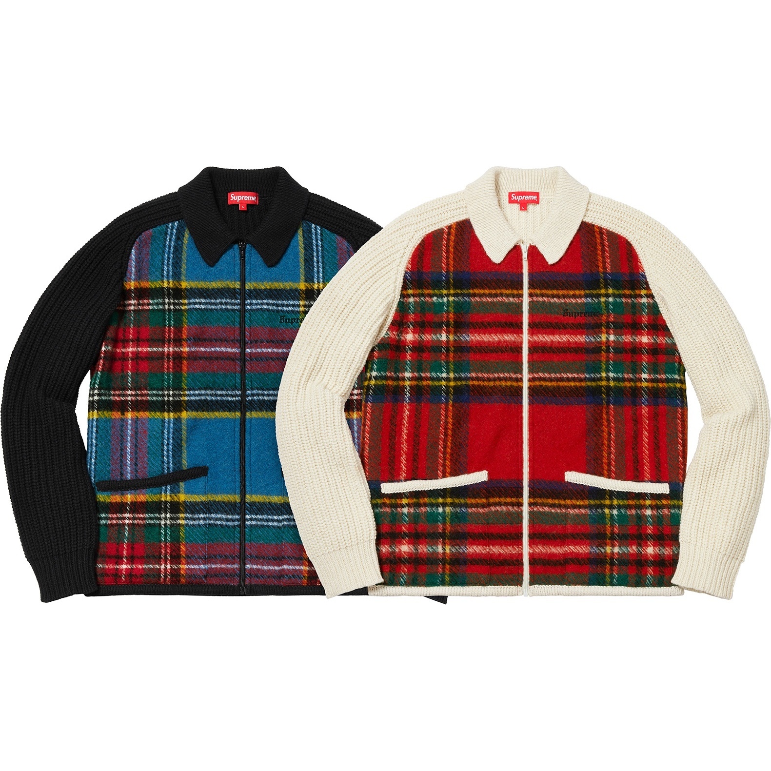 Supreme Plaid Front Zip Sweater (FW18) - $198