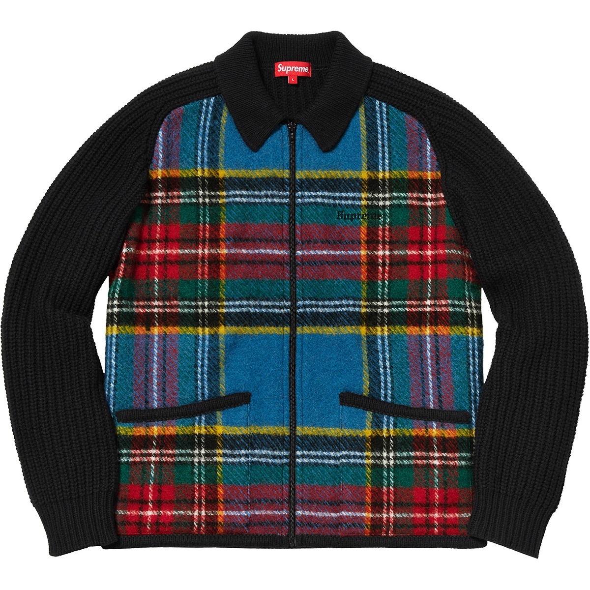 Supreme Plaid Front Zip Sweater (FW18) - $198