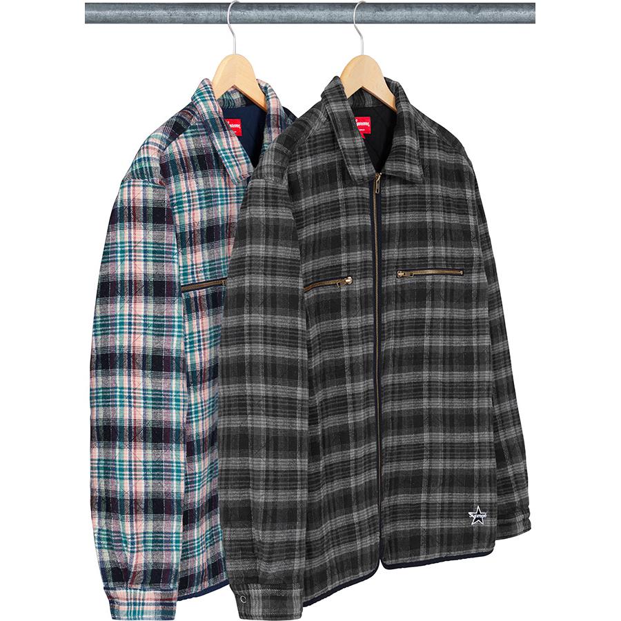 Supreme Quilted Plaid Zip Up Shirt (FW19) - $138