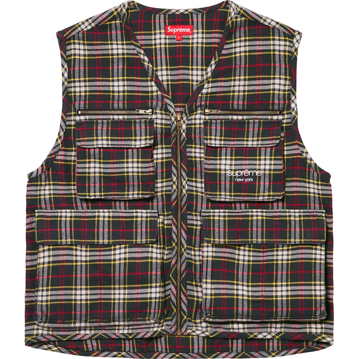 Supreme Tartan Flannel Cargo Vest (FW20) - $148