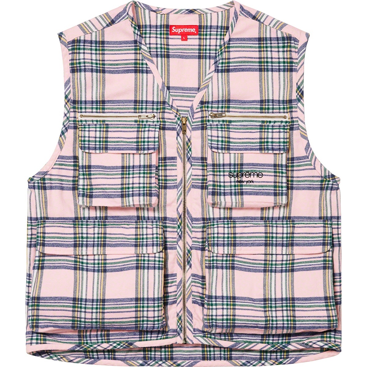 Supreme Tartan Flannel Cargo Vest (FW20) - $148