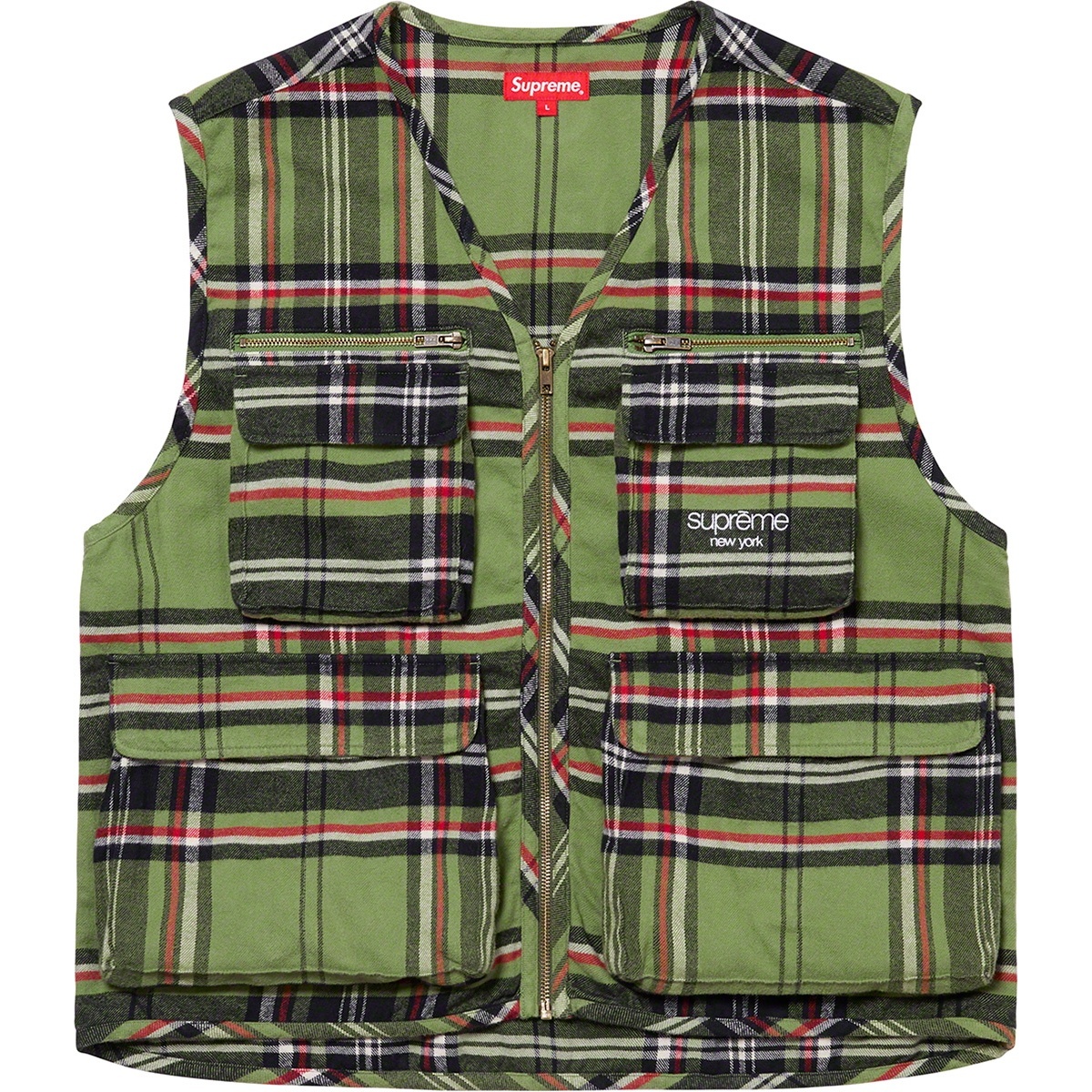 Supreme Tartan Flannel Cargo Vest (FW20) - $148
