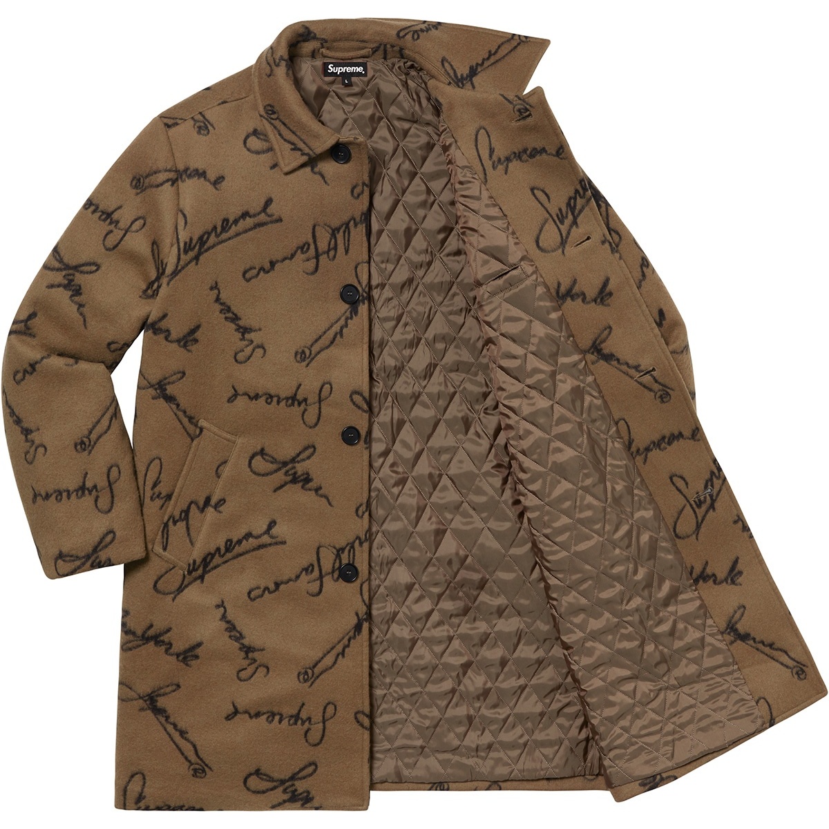 Supreme Script Logos Wool Overcoat (FW20) - $558