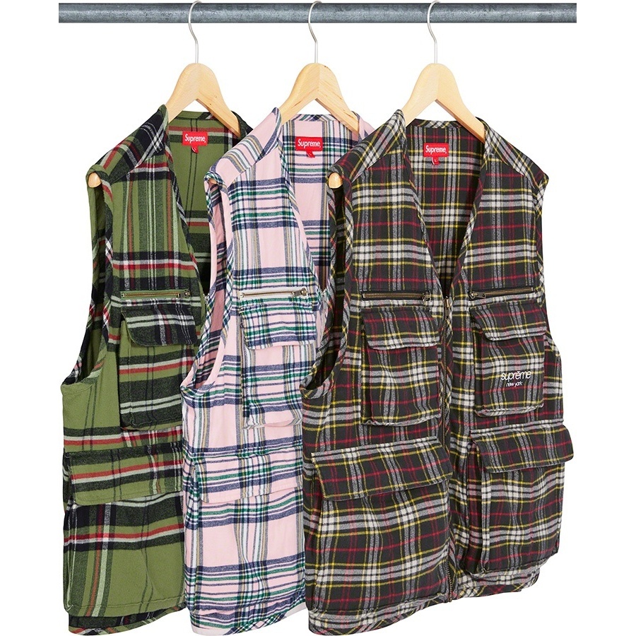 Supreme Tartan Flannel Cargo Vest (FW20) - $148