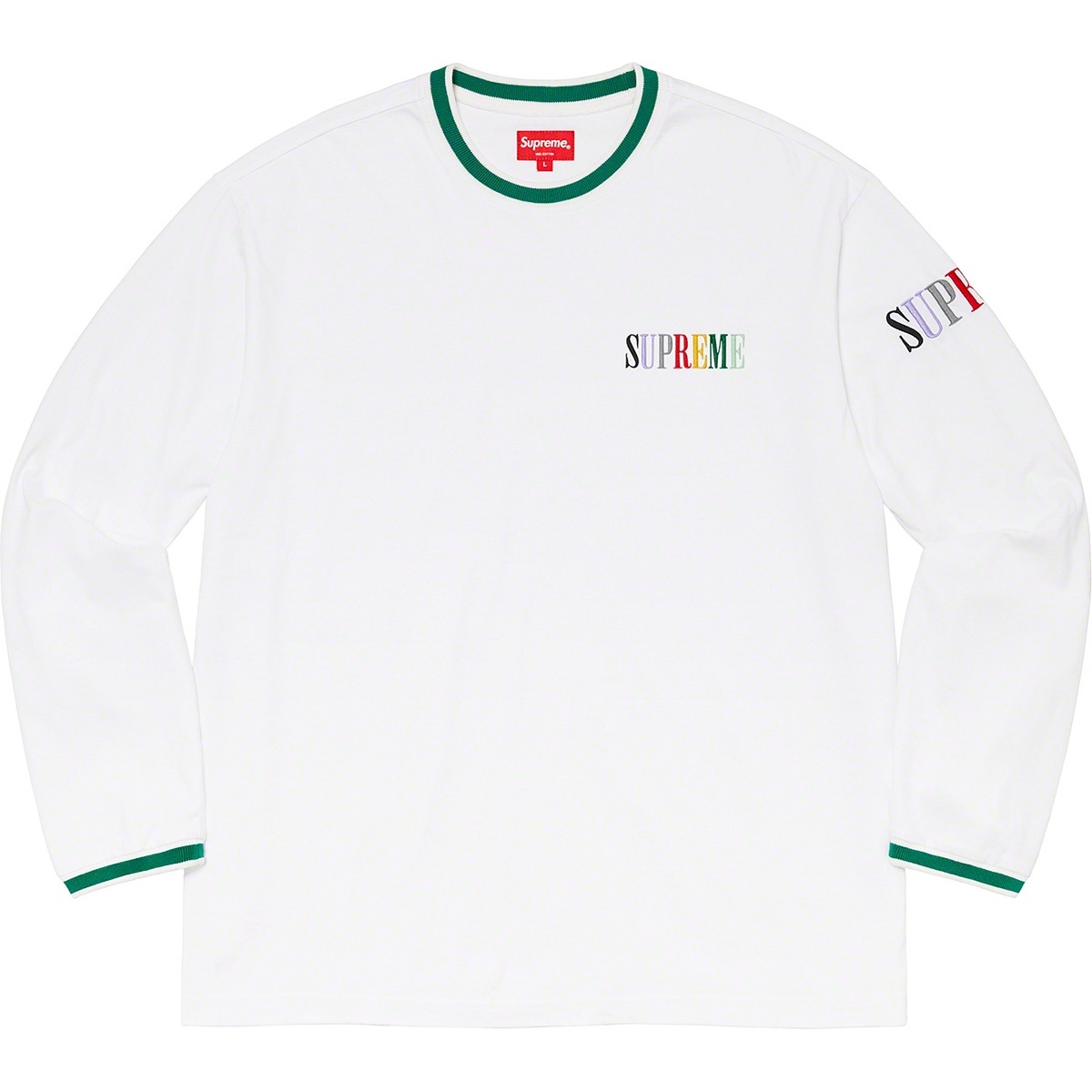 Supreme Multi Color Logo L S Top (FW20) - $88