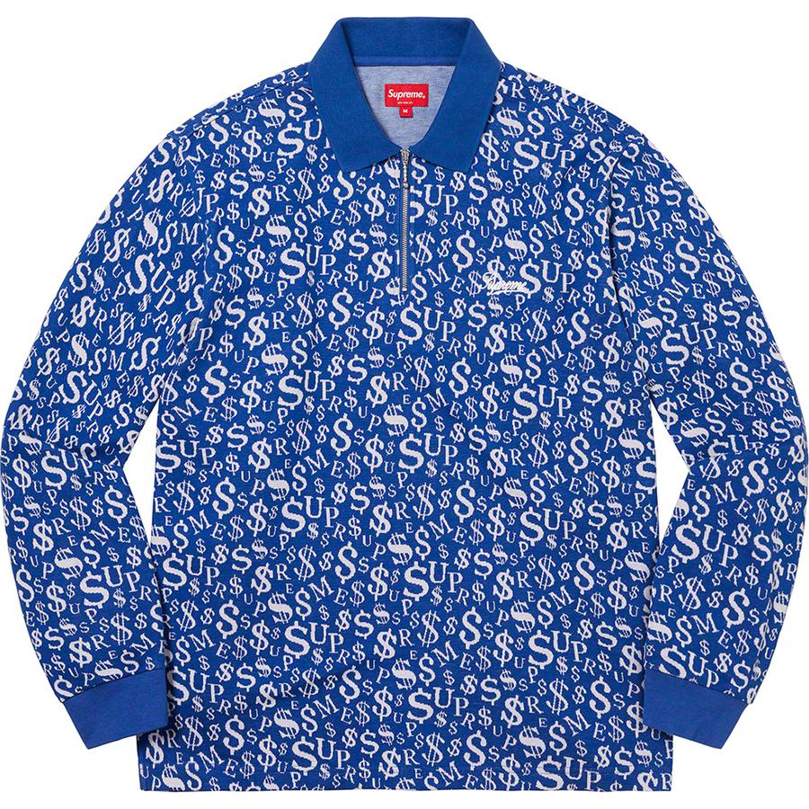 Supreme Currency Jacquard Zip L S Polo (FW22) - $118
