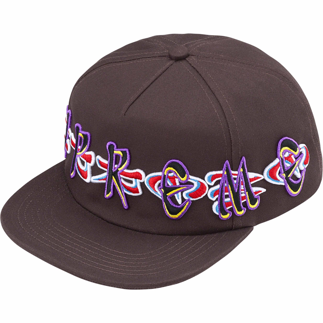 Supreme AOI Spellout 5-Panel (FW23) - Dark Brown - $48