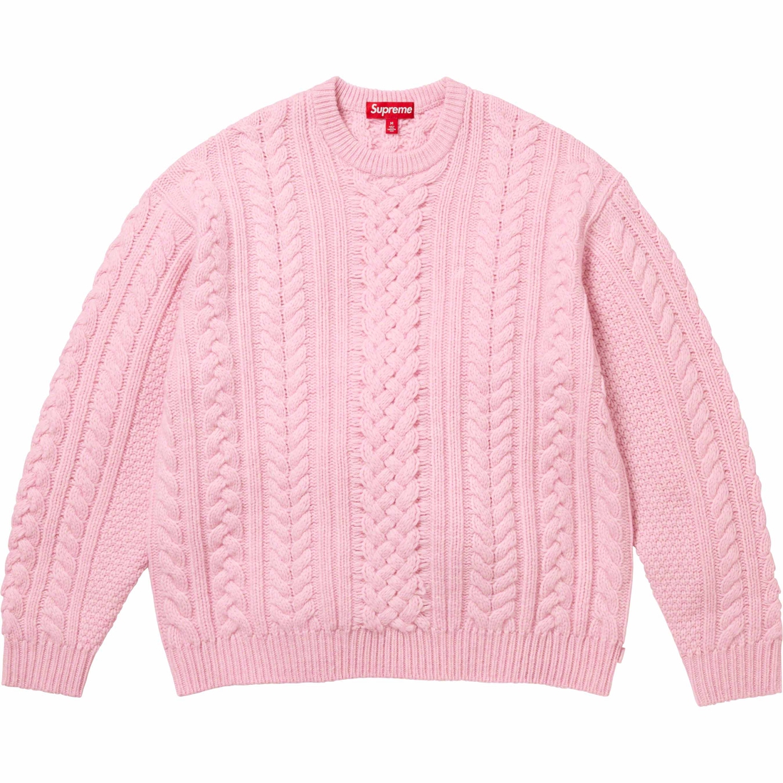 Supreme Appliqué Cable Knit Sweater (FW23) - Pink - $198