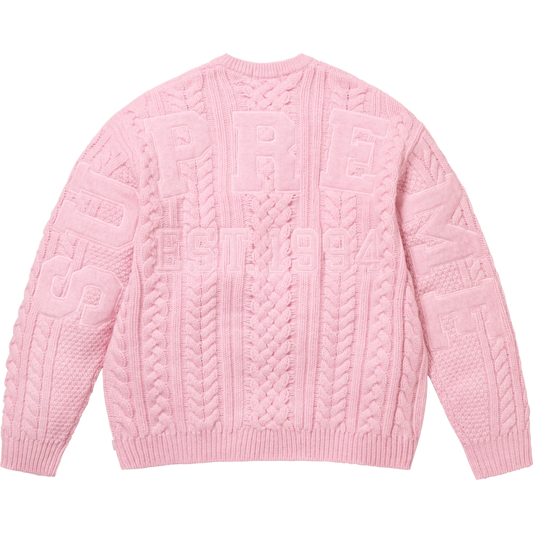 Supreme Appliqué Cable Knit Sweater (FW23) - Pink - $198