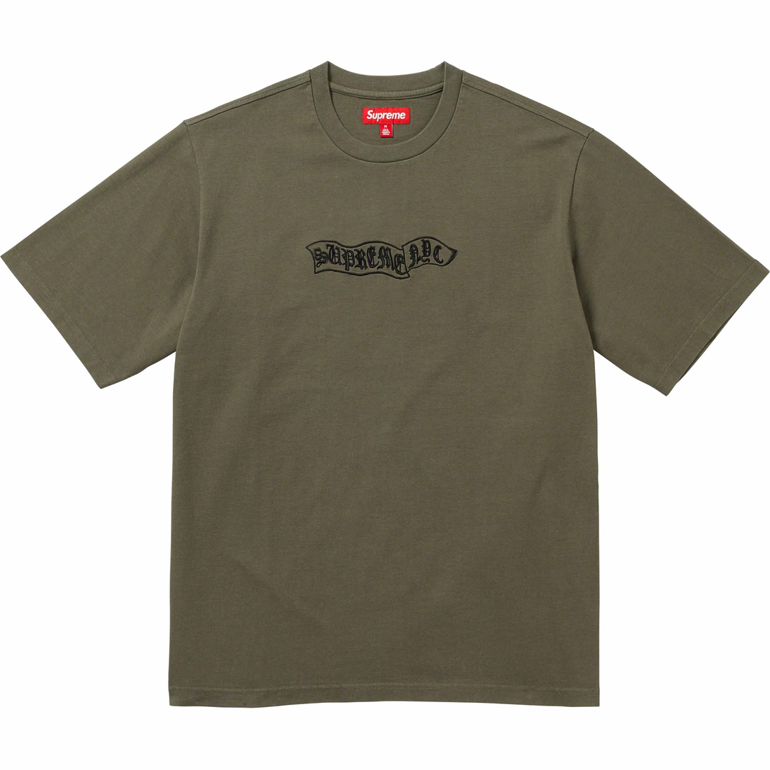 Supreme Banner S S Top (FW23) - Olive - $68