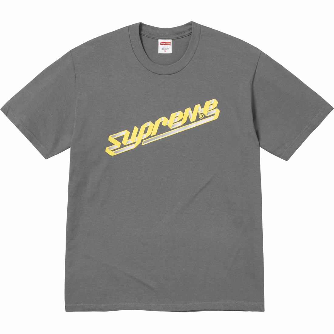 Supreme Banner Tee (FW23) - Charcoal - $40
