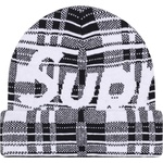 Supreme Big Logo Beanie (FW23) - White Plaid