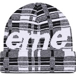 Supreme Big Logo Beanie (FW23) - White Plaid