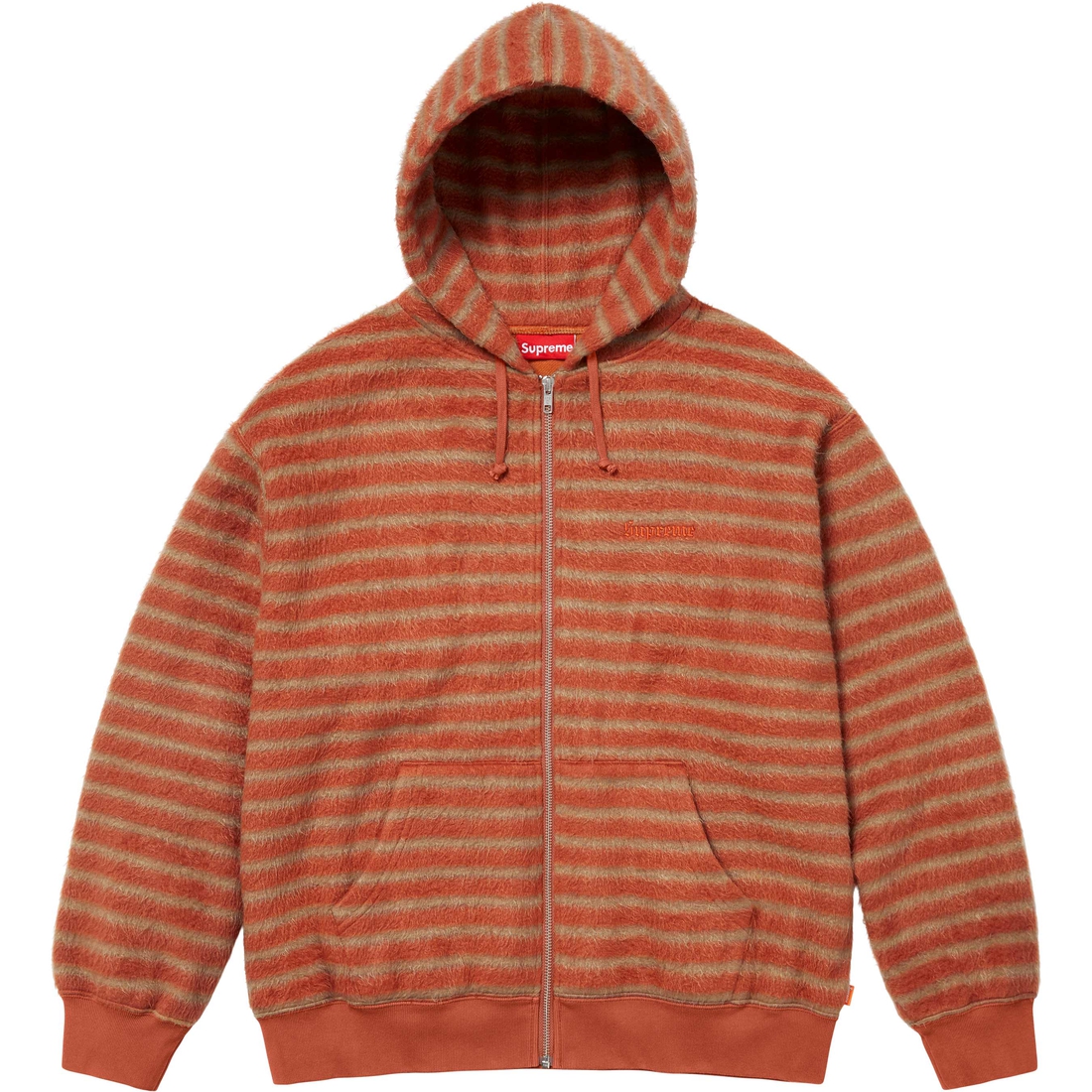 Supreme Brushed Zip Up Hooded Sweatshirt (FW23) - Orange - $168