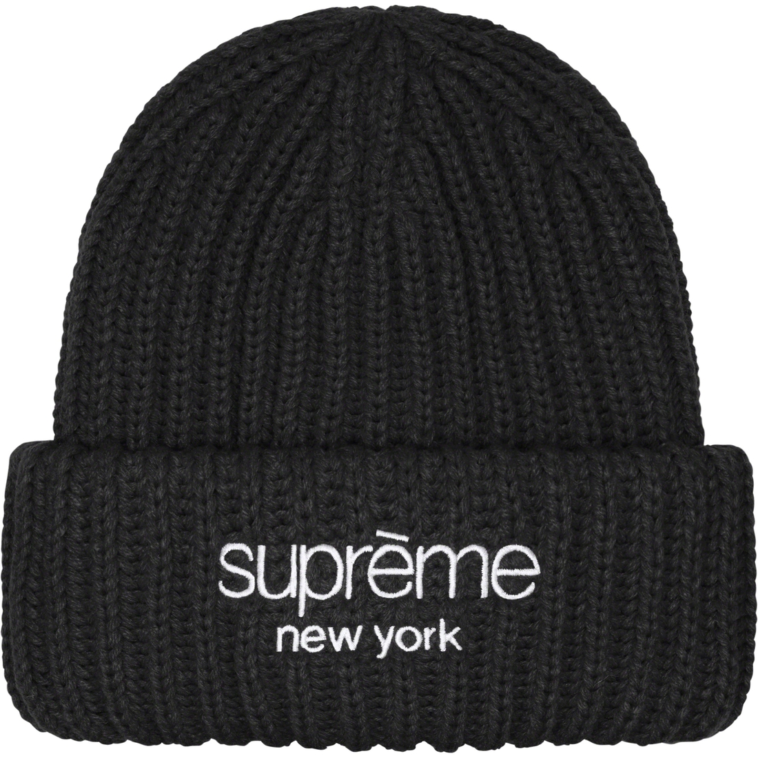 Supreme Classic Logo Chunky Ribbed Beanie (FW23) - Black - $40