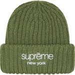 Supreme Classic Logo Chunky Ribbed Beanie (FW23) - Olive