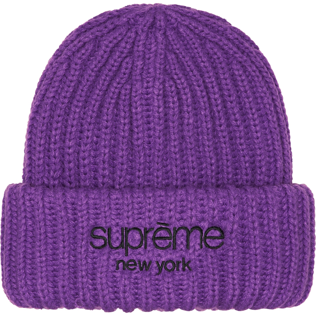 Supreme Classic Logo Chunky Ribbed Beanie (FW23) - Purple - $40