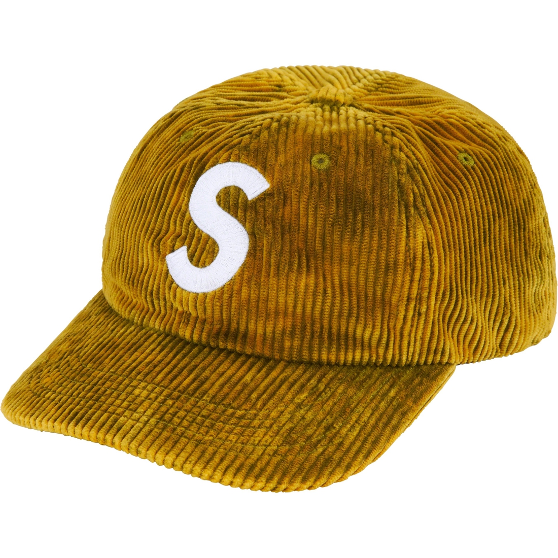 Supreme Corduroy S Logo 6-Panel (FW23) - Bleached Olive - $58