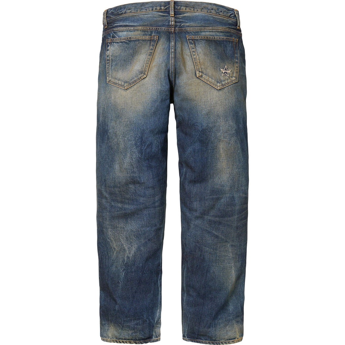 Supreme Distressed Loose Fit Selvedge Jean (FW23) - Washed Blue - $288