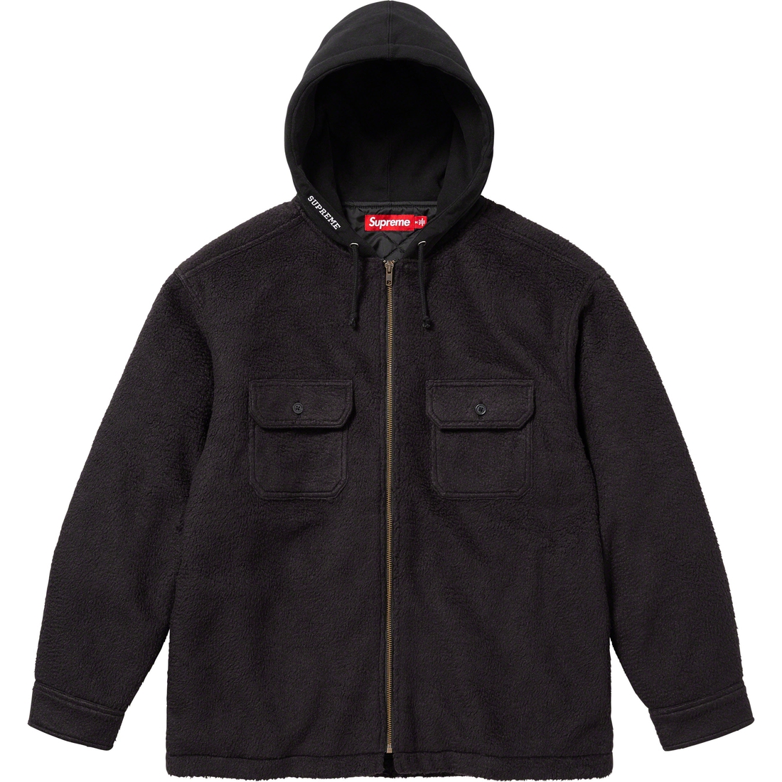 Supreme Fleece Zip Up Hooded Shirt (FW23) - Black - $158