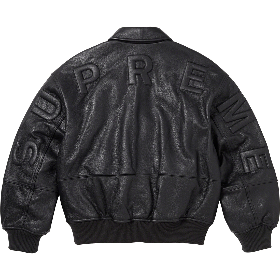 Supreme GORE-TEX Infinium WINDSTOPPER Leather Varsity Jacket (FW23) - Black - $998